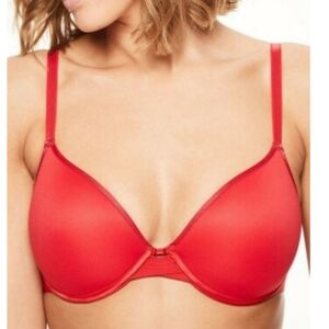 Chantelle Modern Invisible Plunge Smooth Memory Foam Bra, Red, Sz 32DD